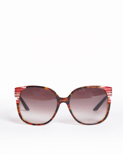 Christian Dior Diorline Brown Tortoise Oversized Striped Sunglasses