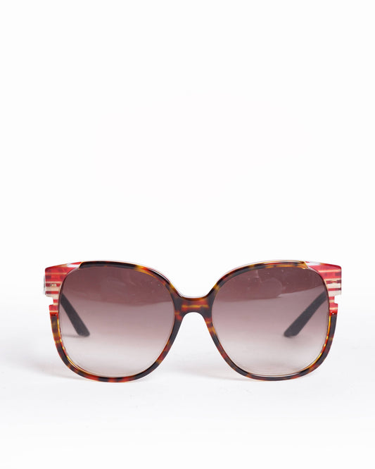 Christian Dior Diorline Brown Tortoise Oversized Striped Sunglasses