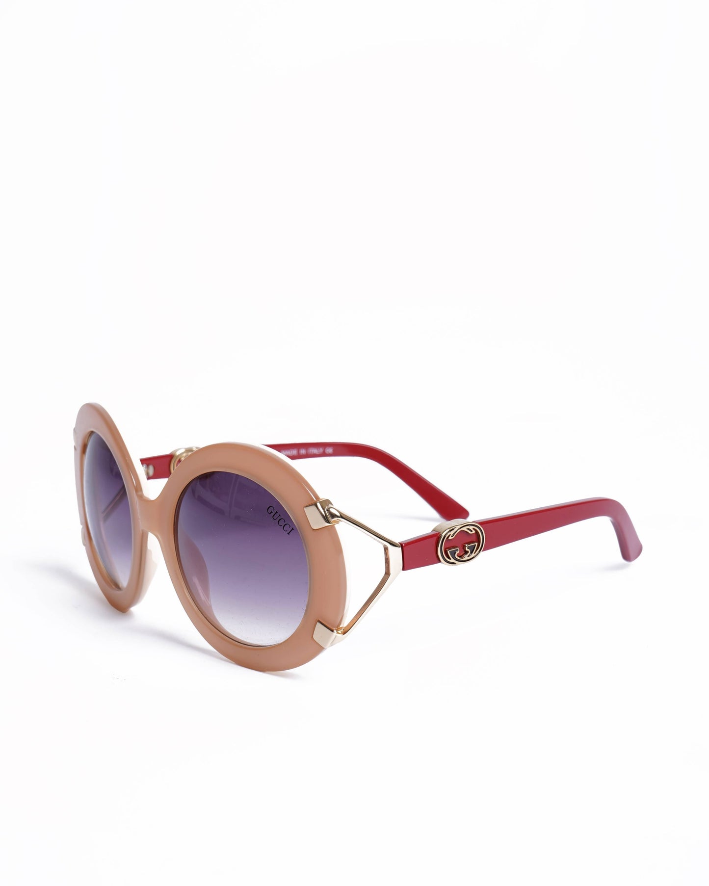Gucci Oval Sunglasses In Peach