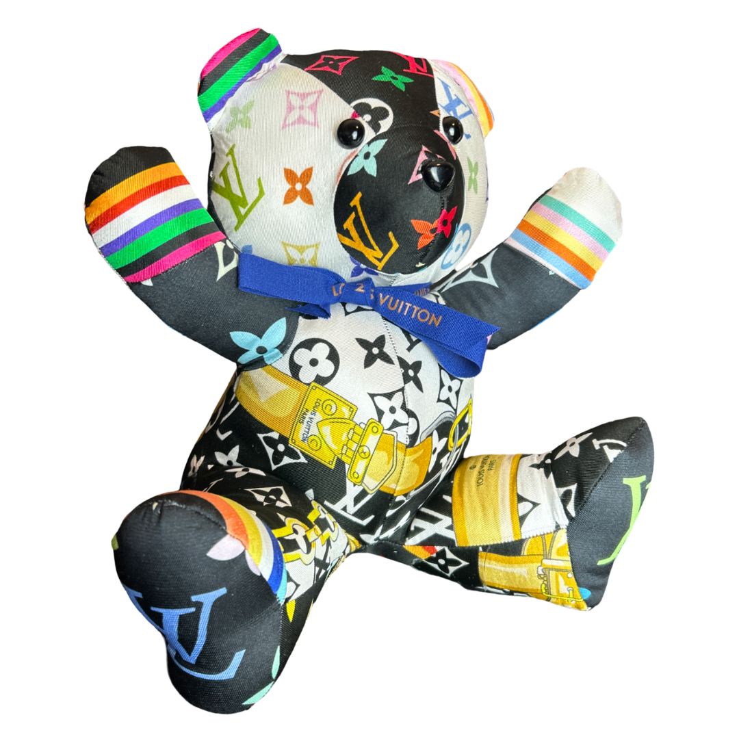 LV Multicolor Monogram   Silk Scarf Tender Teddy Bear