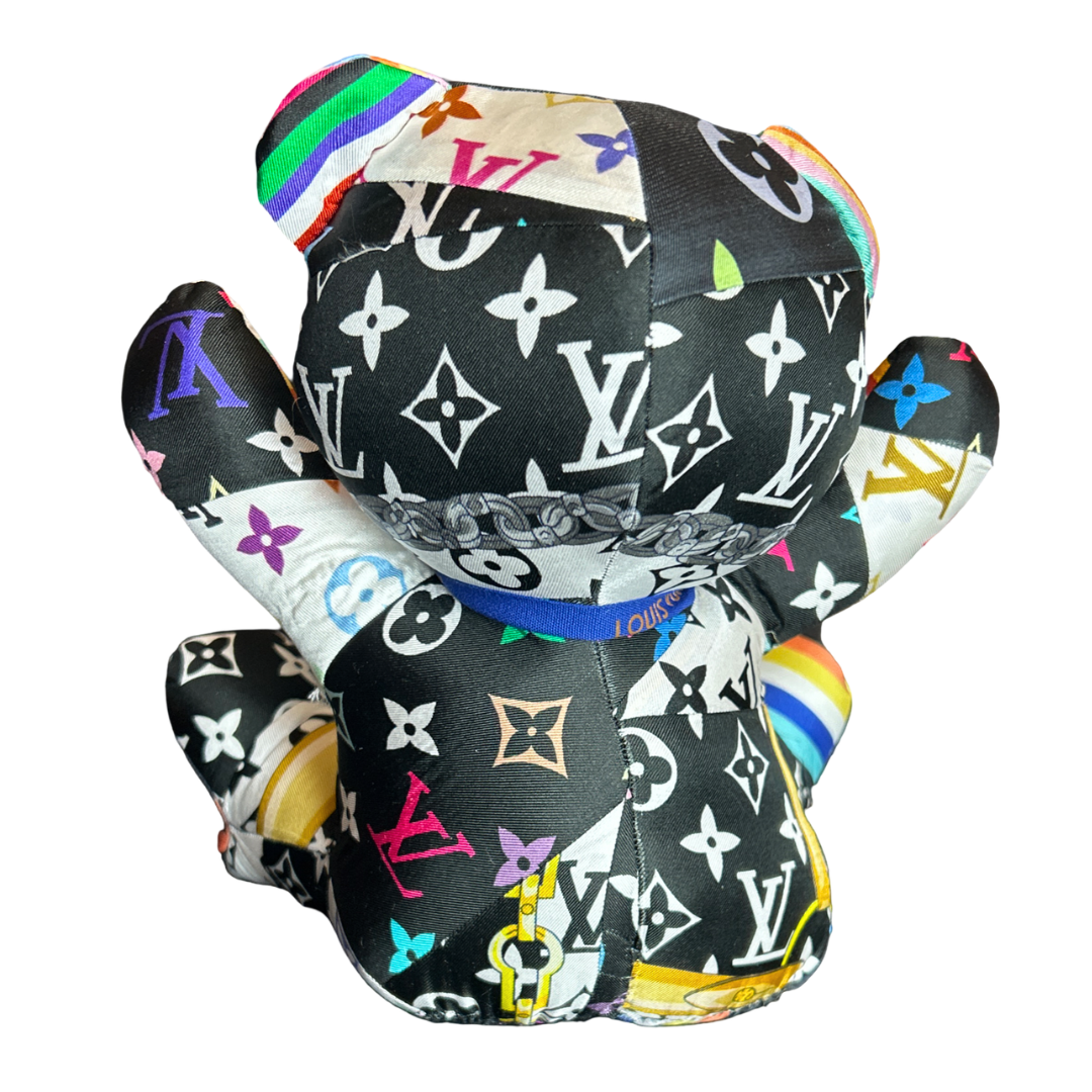 LV Multicolor Monogram   Silk Scarf Tender Teddy Bear