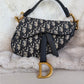 Christian Dior Mini Oblique Dior Saddle Bag & Studded Canvas Strap Bundle