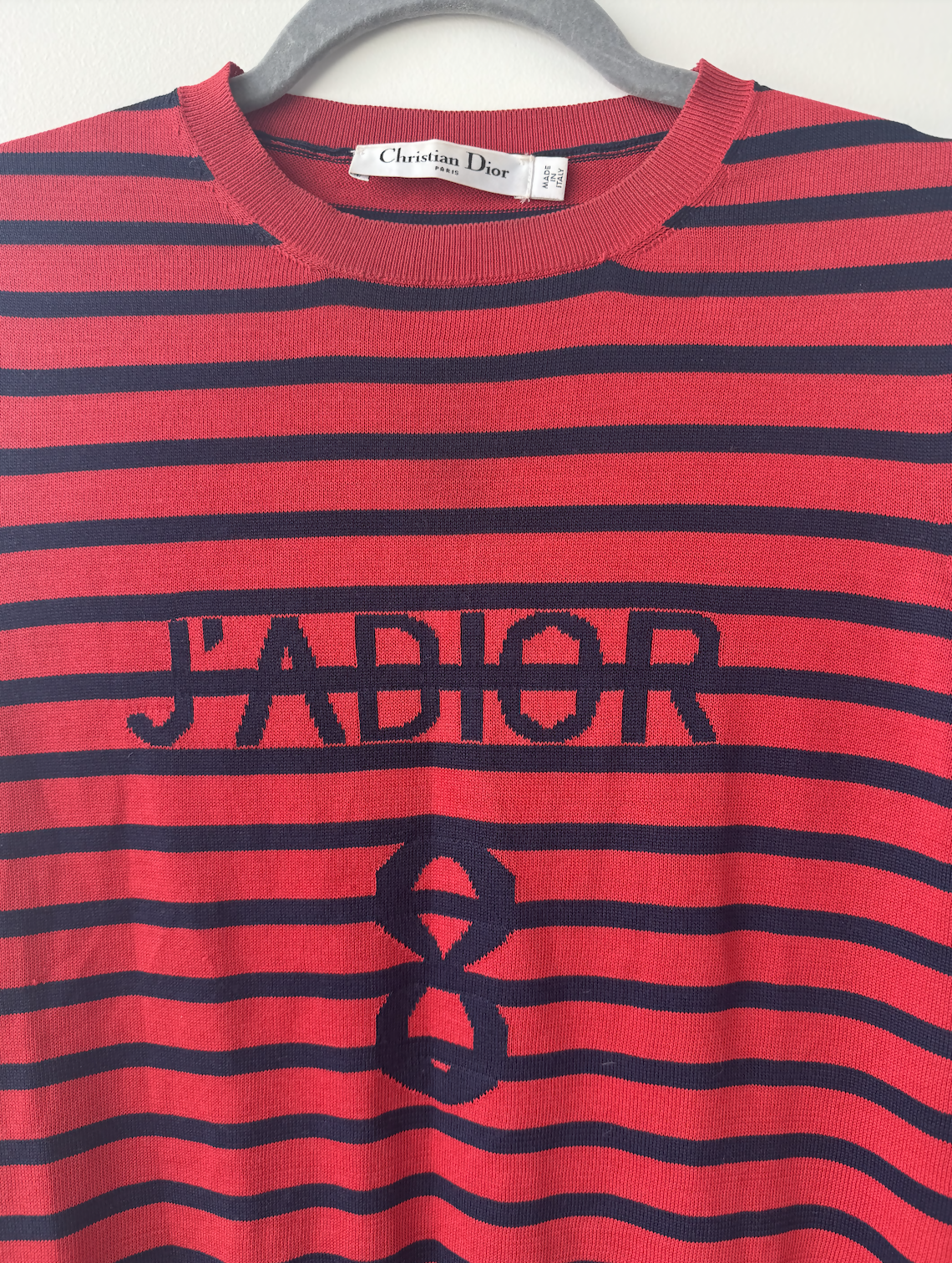 CHRISTIAN DIOR J'Adior striped silk cotton sweater top