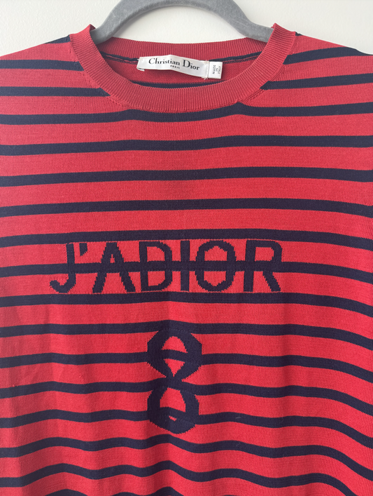 CHRISTIAN DIOR J'Adior striped silk cotton sweater top