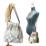 Au Fils du Temps   Silk Scarf Drawstring Crossbody Bag