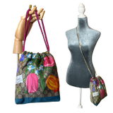 GG Logo Flora   Scarf Drawstring Crossbody Bag