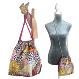 Floral Leopard   Scarf Drawstring Crossbody Bag