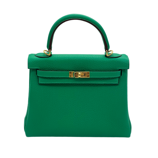 Hermes Kelly 25 Retourne Veau Togo Perso Menthe