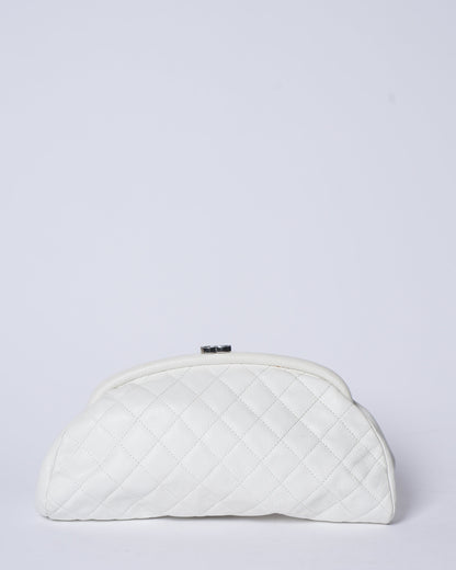 Chanel Quilted Caviar Timeless Clutch In White