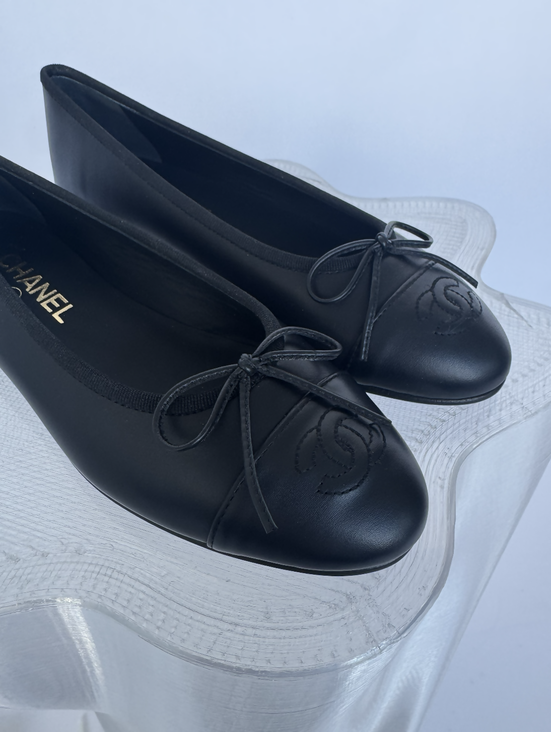 Chanel Full Black Smooth Calfskin Ballet Flats - FULL SET