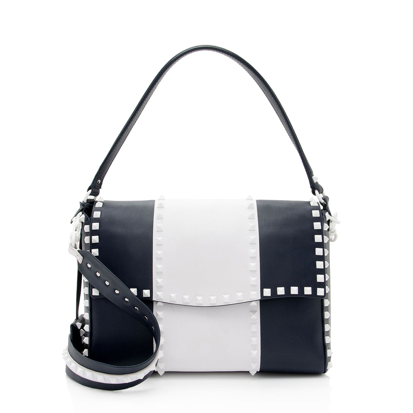 Valentino Lambskin Colorblock Rockstud Top Handle (SHF-IpHYts)