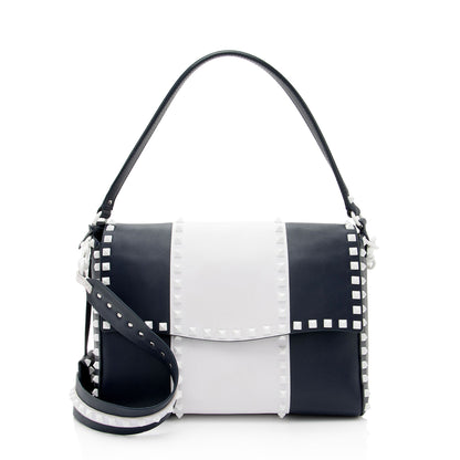 Valentino Lambskin Colorblock Rockstud Top Handle (SHF-IpHYts)