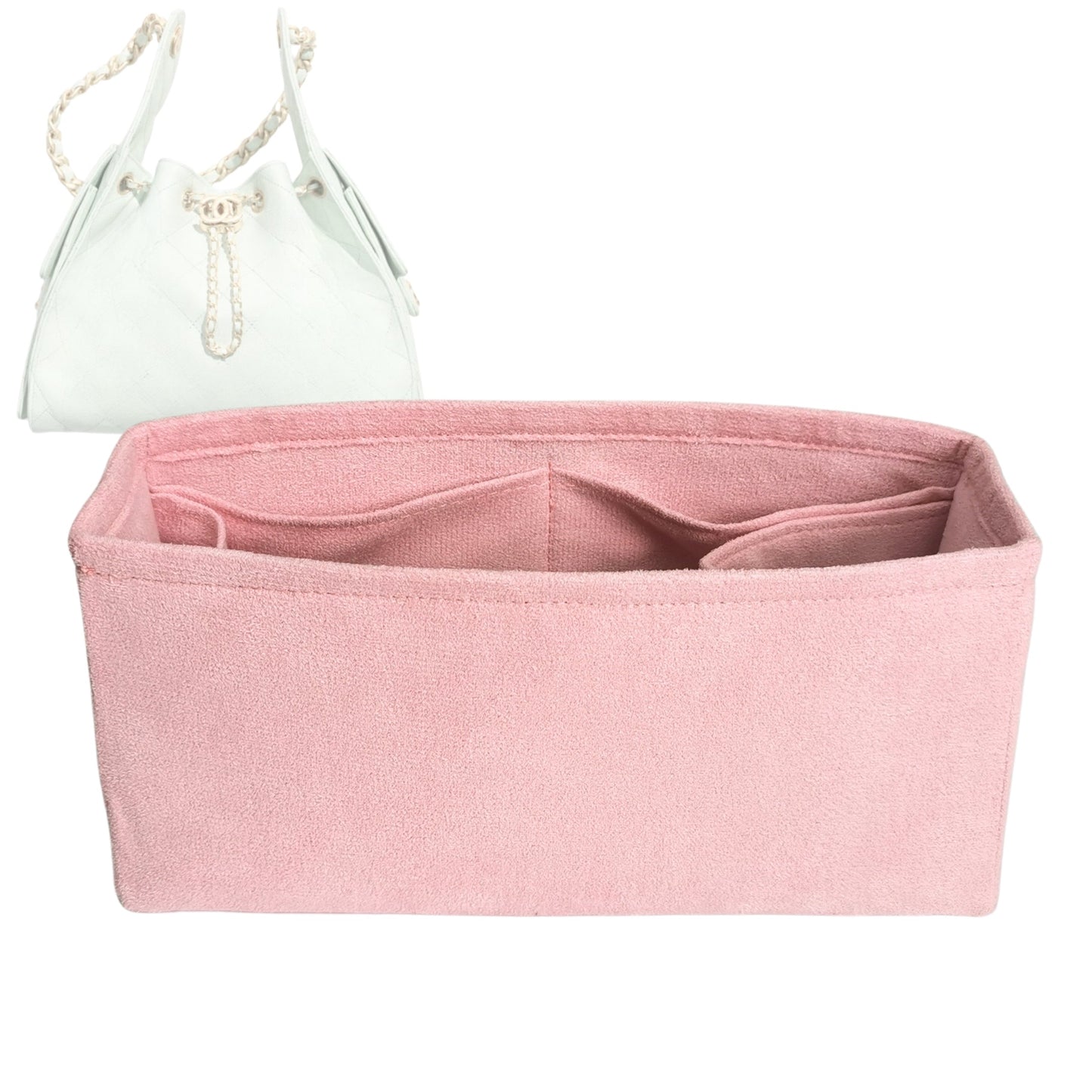 Organizer for [25 Large Handbag, Chanel] Bag Insert (Velvet, Long Zip and Open Compartment)