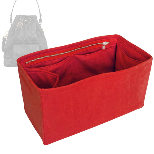 Organizer for [Small Caro Bucket Bag, Dior] Bag Insert (Velvet, Long Zip and Open Compartment)