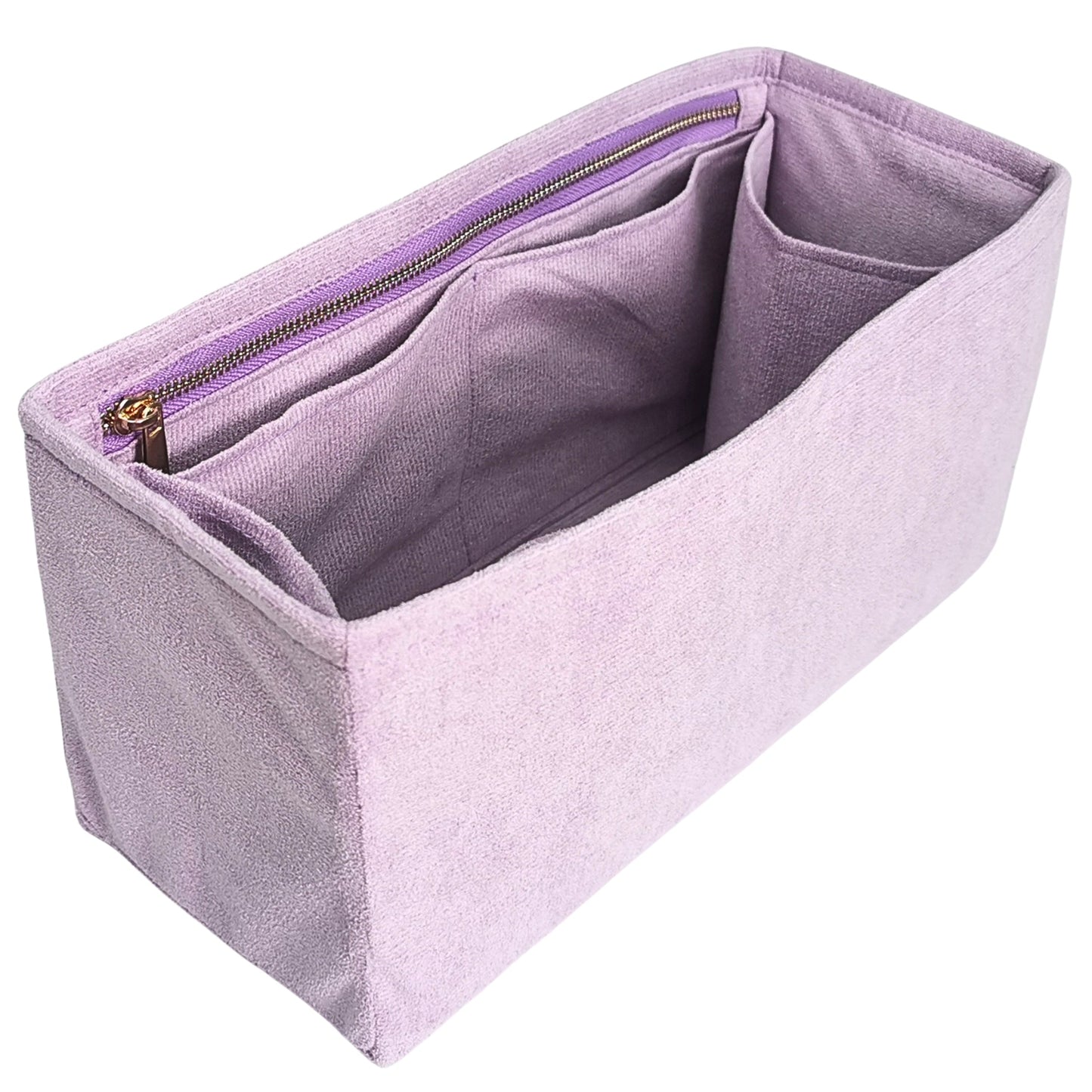 Organizer for [Small Caro Bucket Bag, Dior] Bag Insert (Velvet, Long Zip and Open Compartment)