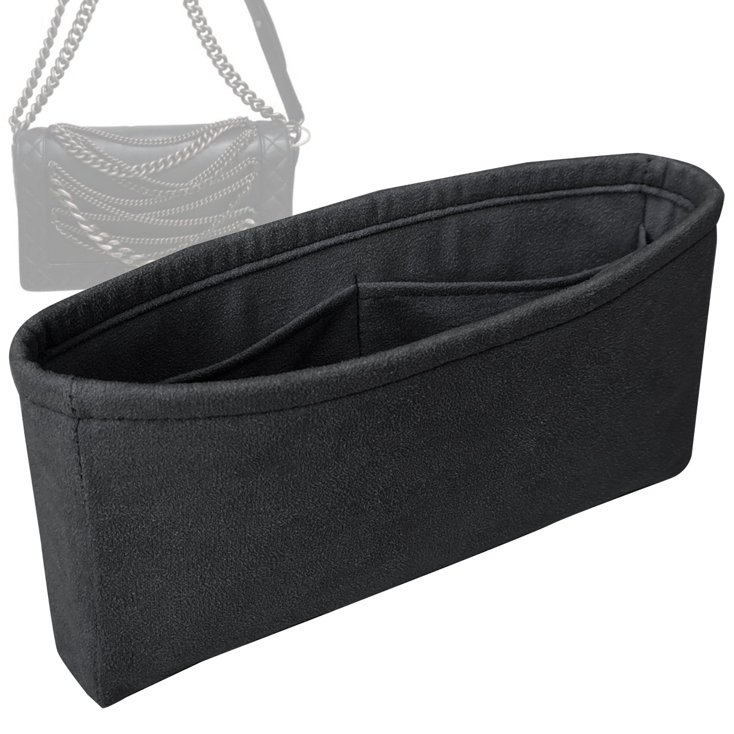 Organizer for [Black Leather Boy Enchained XL Flap Bag, Chanel] Bag Insert (Velvet, Slim Shape)