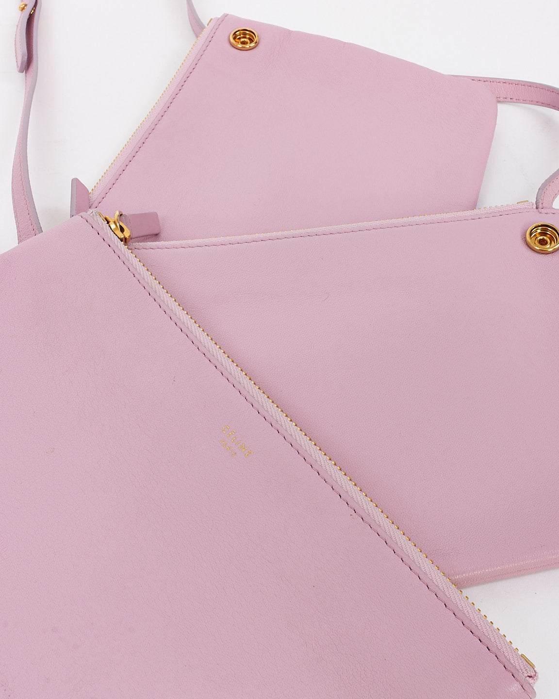 Celine Light Pink Leather Trio Crossbody Bag