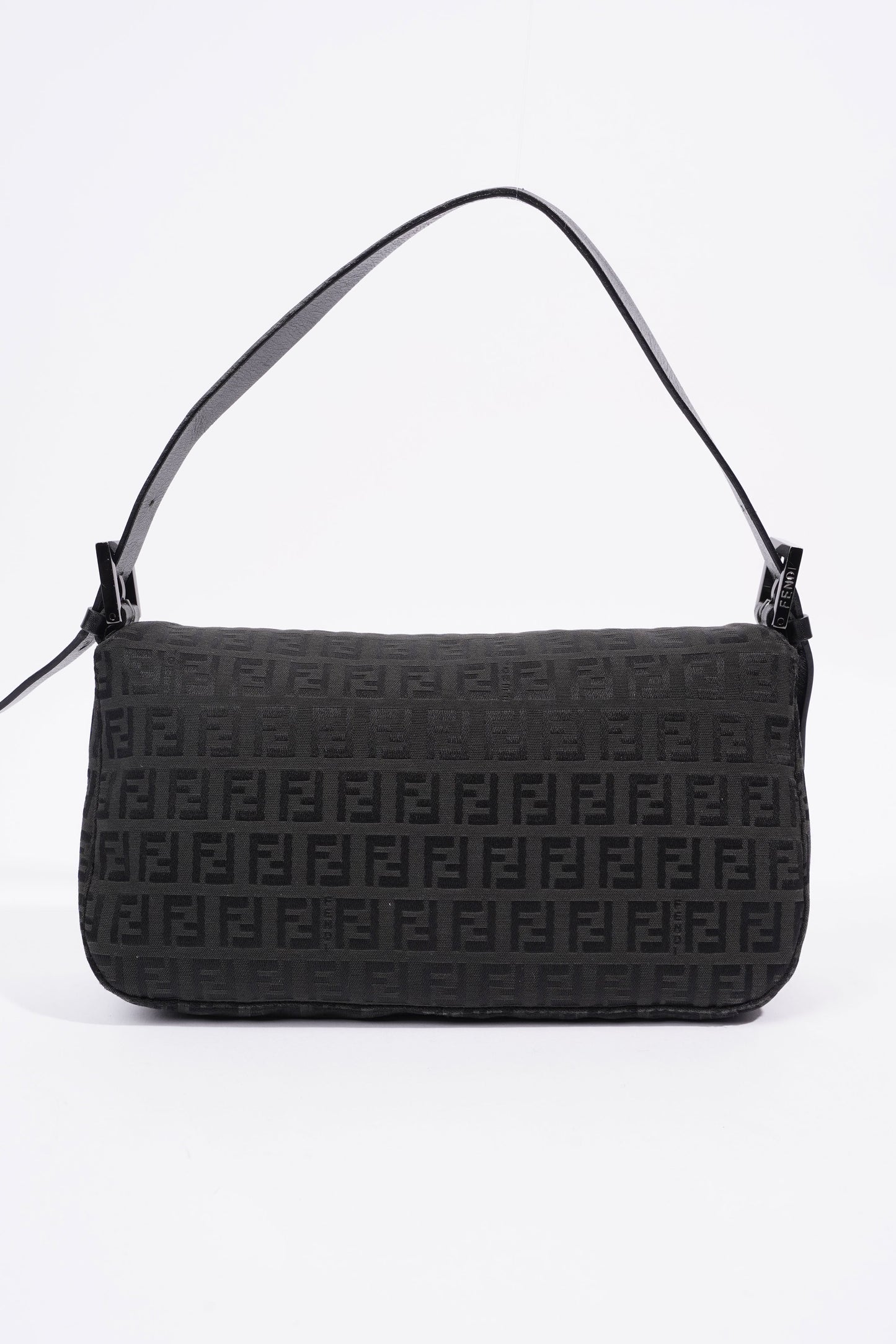 Fendi Zucchino Canvas Shoulder Bag Black Canvas