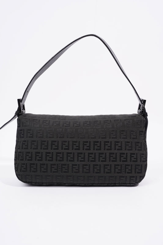 Fendi Zucchino Canvas Shoulder Bag Black Canvas