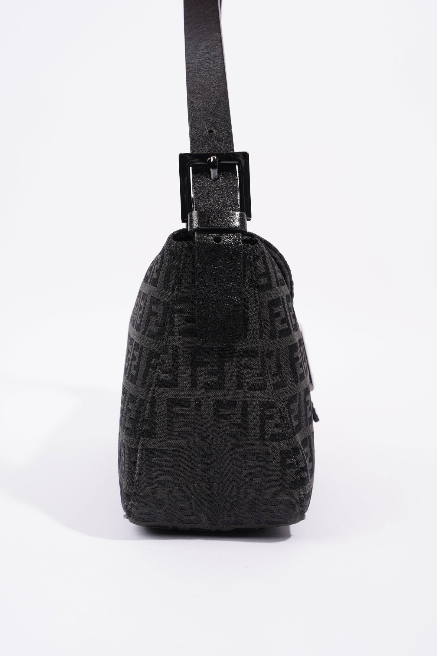 Fendi Zucchino Canvas Shoulder Bag Black Canvas