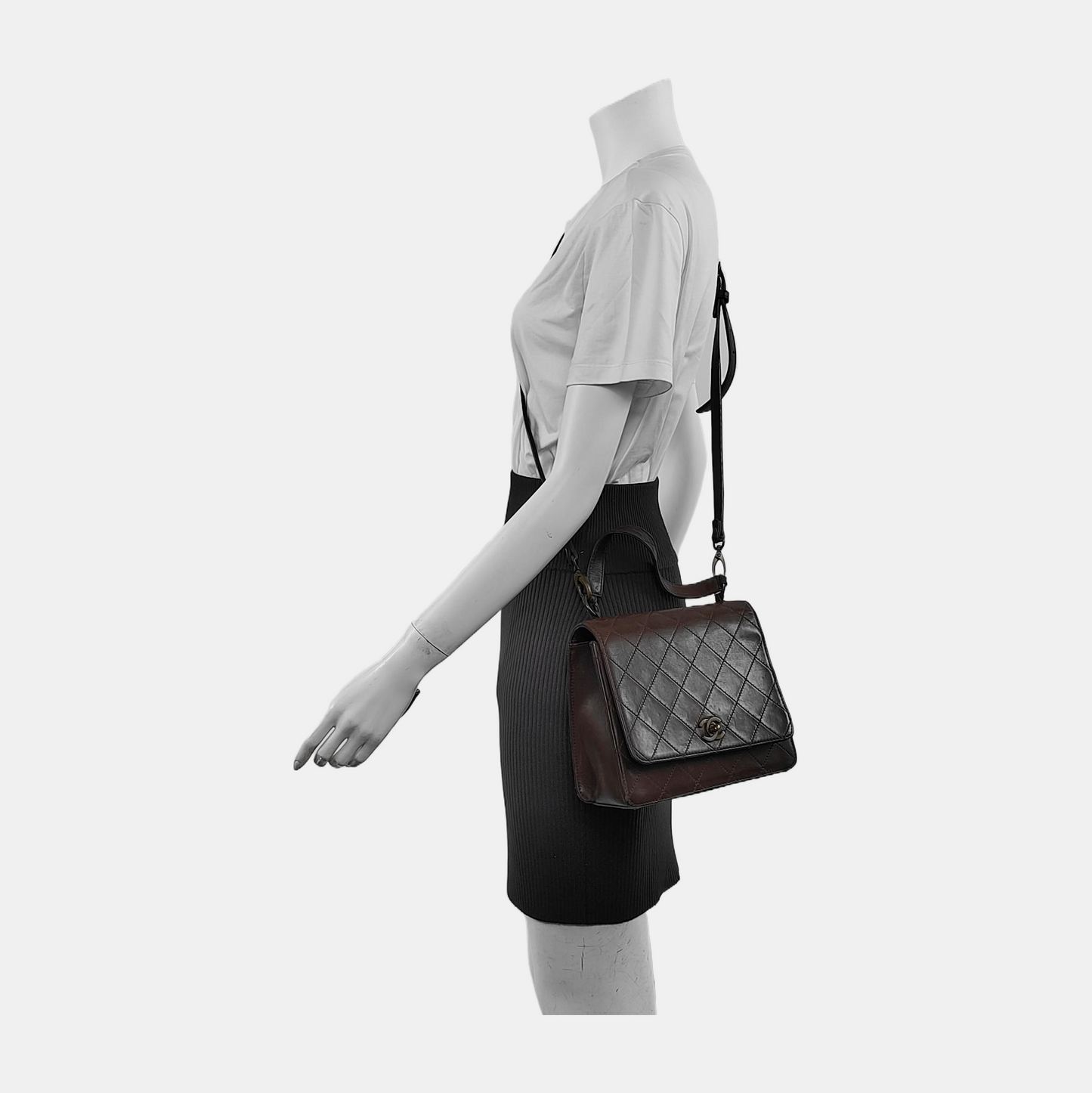 Chanel Kelly   Brown Calfskin Leather Top Handle Bag