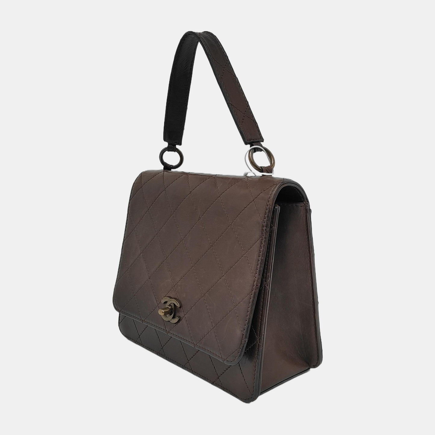 Chanel Kelly   Brown Calfskin Leather Top Handle Bag