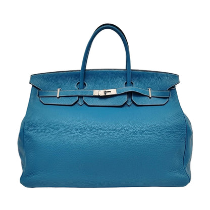 Hermes Birkin 40 Blue Jeans Clemence Leather Palladium Hardware 2007