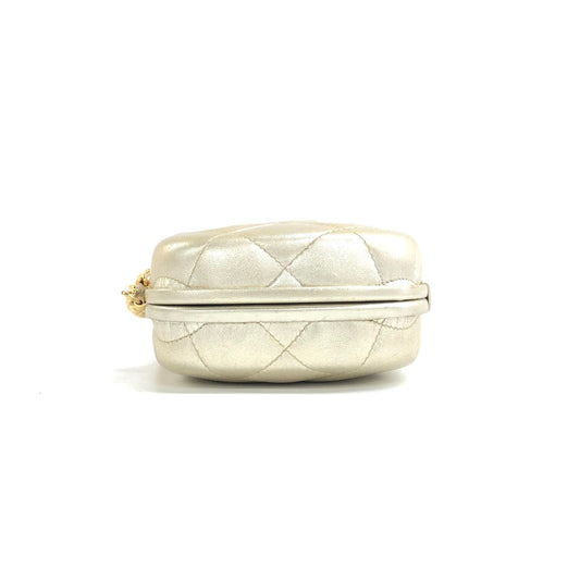 Chanel Kiss Lock Clasp Bag Super Mini Gold Lambskin Leather Crossbody Bag