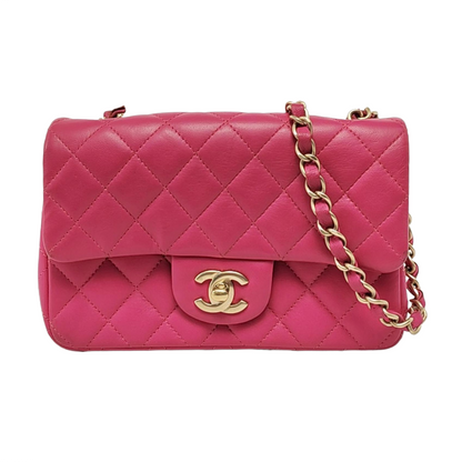 Chanel Classic Flap Rectangular Mini Rose Pink Lambskin Gold Hardware 2012-13