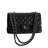 Chanel Classic Flap Jumbo Black Caviar Leather Double Flap Gold Hardware 2011-2012