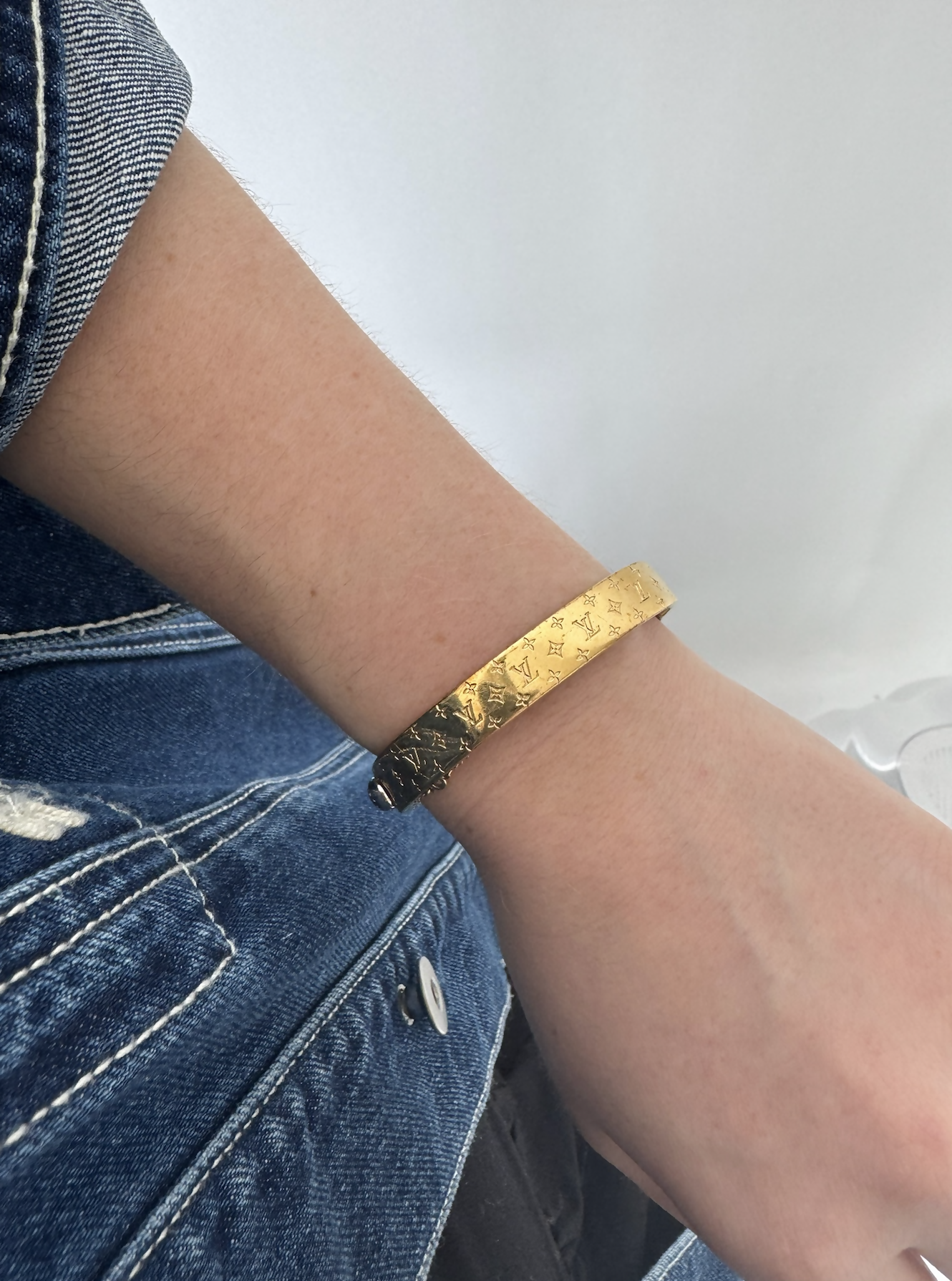 LOUIS VUITTON Monogram NANOGRAM CUFF Bracelet Bangle - Full Set