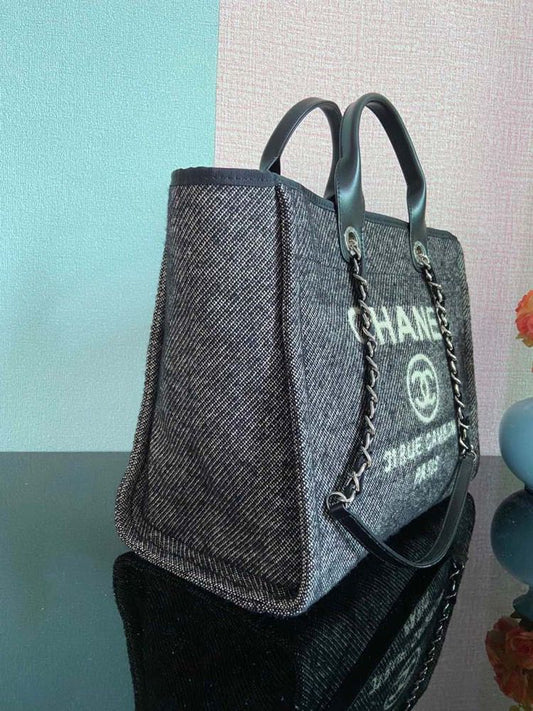 CHL - Large Shopping Tote Bag Grey For Women Handbag, Shoulder Bags 15in/38cm