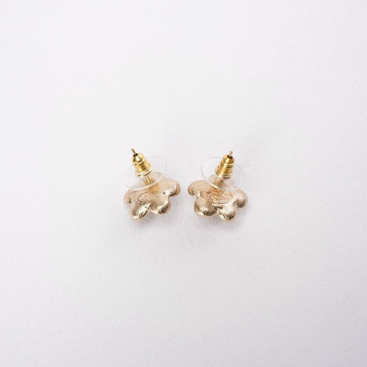 Chanel Pearl CC Flower Earrings Gold
