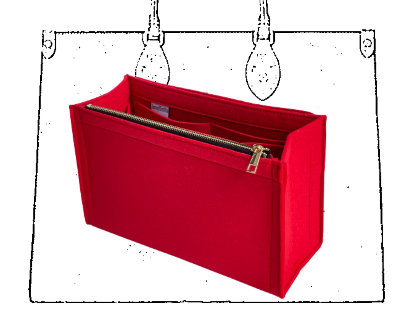 For [Onthego PM (Small)] Insert Organizer Liner On The Go OTG (Curved Sides)