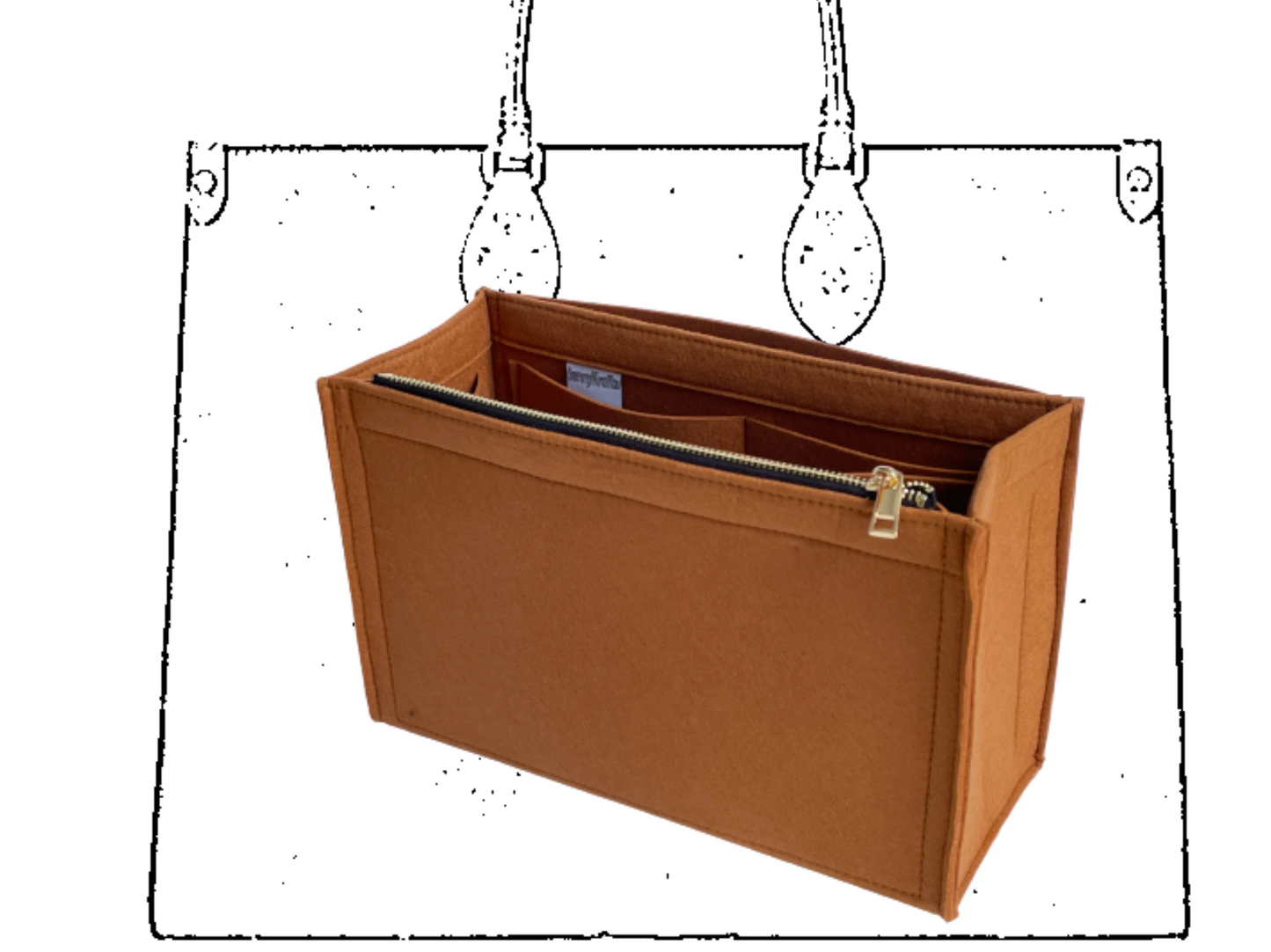 For [Onthego GM (Large)] Insert Organizer Liner On The Go OTG (Curved Sides)