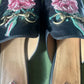Gucci Princetown Black Leather Rose Flower Mule