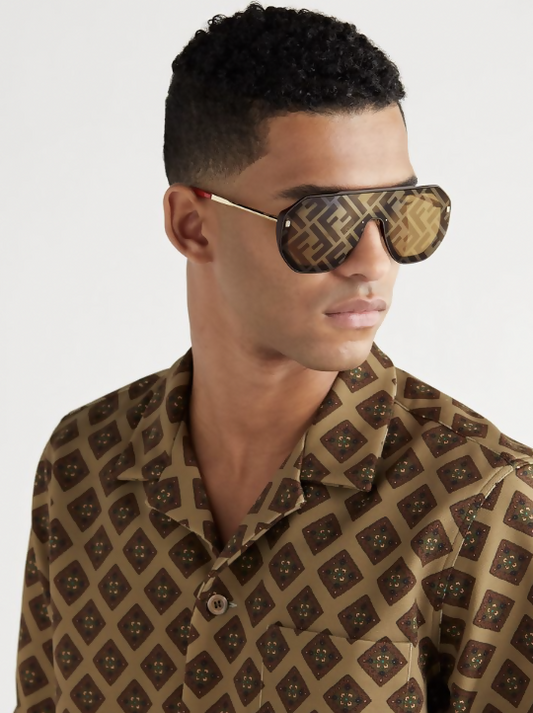 Fendi Eyewear Aviator-Style Logo-Print Sunglasses