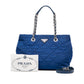 Blue Prada Tessuto Impuntu Tote Bag