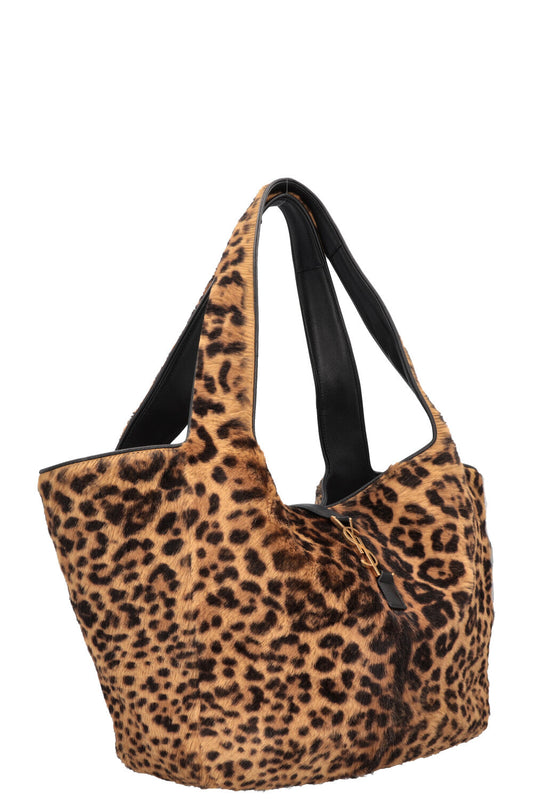 SAINT LAURENT Le 5 A 7 Bea Leopard Calf Hair Tote