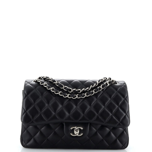 CHANEL Classic Double Flap Bag Quilted Lambskin Jumbo