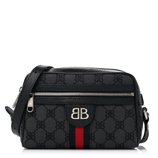 Amelia X BALENCIAGA BB Monogram Web Mini Ophidia Shoulder Bag Black