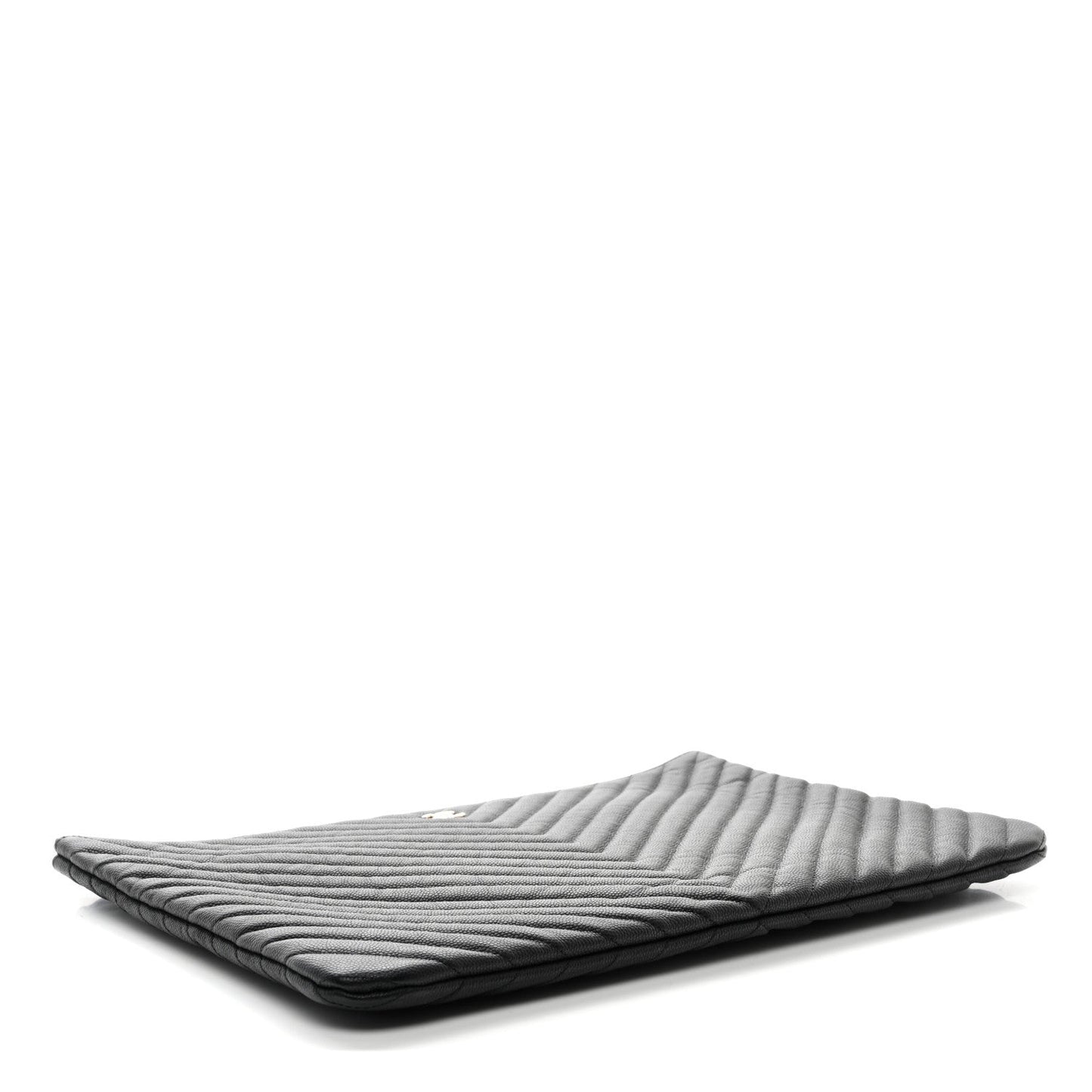 Amelia Caviar Chevron Quilted Large Cosmetic Case Black