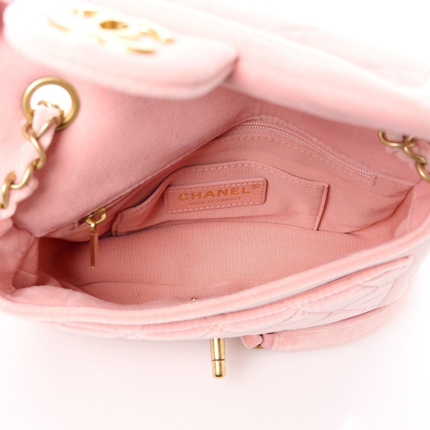 Amelia Velour Quilted Mini Double Frame Flap Rose