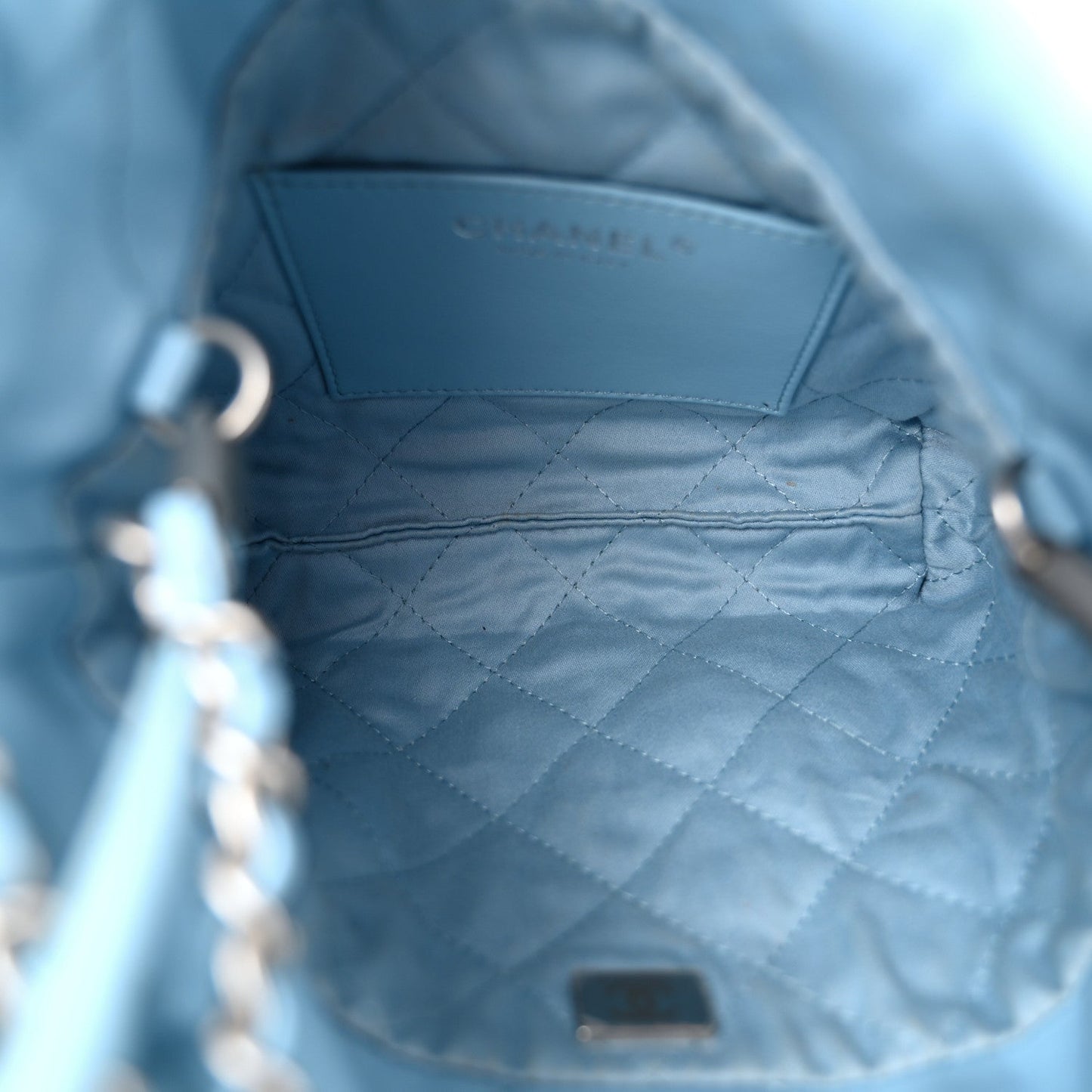 Amelia Shiny Calfskin Quilted Mini 22 Light Blue