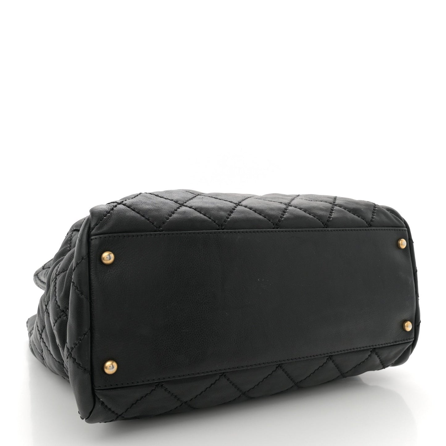 Amelia Calfskin Quilted Large Retro Chain Tote Black