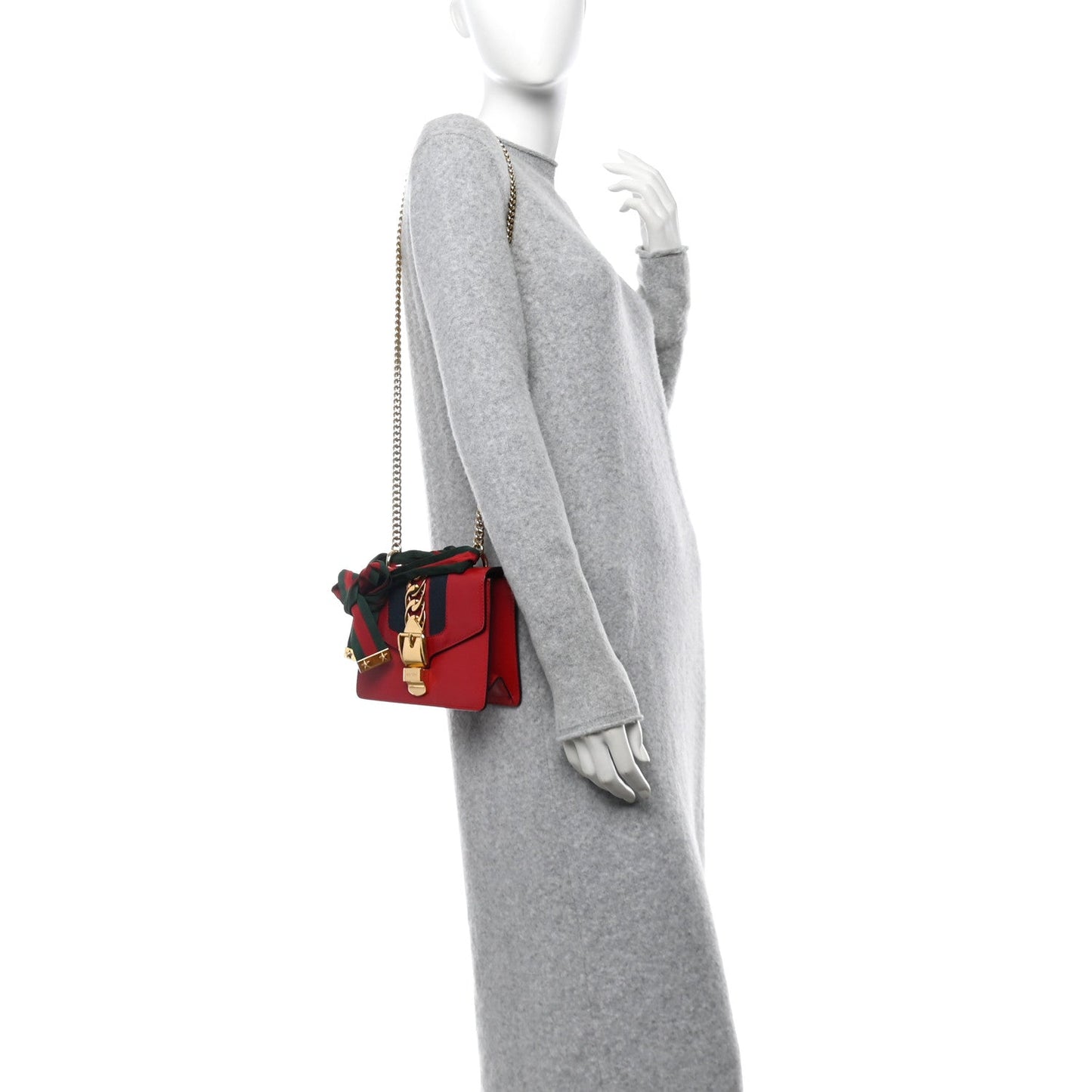 Amelia Calfskin Mini Sylvie Chain Shoulder Bag Hibiscus Red