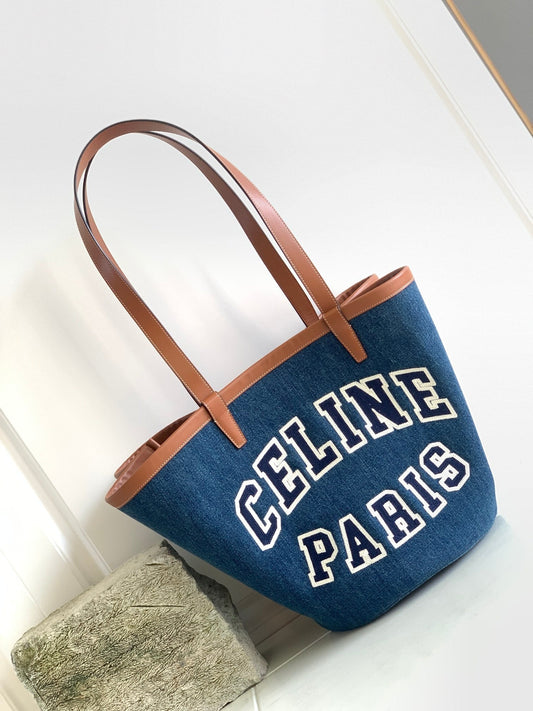 CE Large Couffin In Denim With CE Paris Navy / Tan For Women 26in/67Amelia196262EF6.07AT