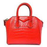 Givenchy Calfskin Crocodile Embossed Mini Antigona Red