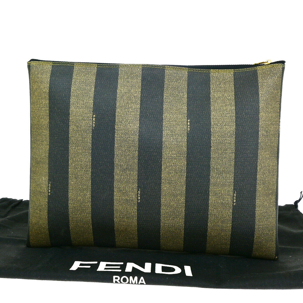 Fendi Pequin  Canvas Clutch Bag