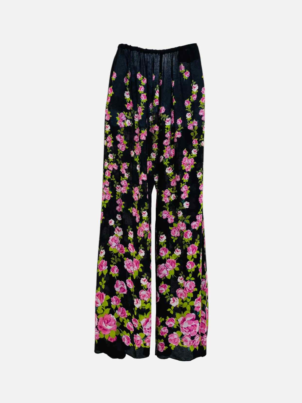 GUCCI Black w/ Pink Rose Print Size US 8 Pants